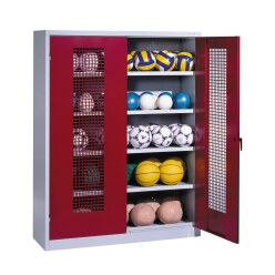 C+P Ballschrank mit Lochblech-Flügeltüren (Typ 3), HxBxT 195x150x50 cm