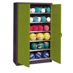 C+P Ballschrank mit Vollblech-Flügeltüren (Typ 3), HxBxT 195x93x50 cm Clowngrün (RAL 110 80 60), Anthrazit (RAL 7021), Gleichschließung