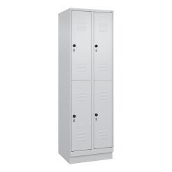 C+P Doppel-Garderobenschrank "Classic Plus", Abteilbreite 30 cm, mit Sockel Lichtgrau (RAL 7035), 195x90x50 cm/ 6 Fächer