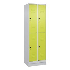 C+P Doppel-Garderobenschrank "Classic Plus", Abteilbreite 30 cm, mit Sockel Lichtgrau (RAL 7035), 195x90x50 cm/ 6 Fächer