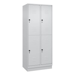 C+P Doppel-Garderobenschrank "Classic Plus", Abteilbreite 40 cm, mit Sockel Feuerrot (RAL 3000), 195x120x50 cm/ 6 Fächer