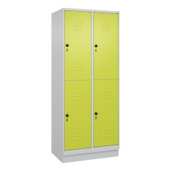 C+P Doppel-Garderobenschrank "Classic Plus", Abteilbreite 40 cm, mit Sockel Feuerrot (RAL 3000), 195x120x50 cm/ 6 Fächer