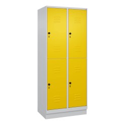 C+P Doppel-Garderobenschrank "Classic Plus", Abteilbreite 40 cm, mit Sockel Feuerrot (RAL 3000), 195x120x50 cm/ 6 Fächer