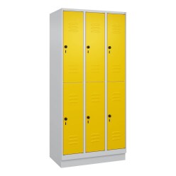 C+P Doppel-Garderobenschrank "Classic Plus", Abteilbreite 30 cm, mit Sockel Lichtgrau (RAL 7035), 195x90x50 cm/ 6 Fächer