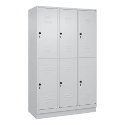 C+P Doppel-Garderobenschrank "Classic Plus", Abteilbreite 40 cm, mit Sockel Feuerrot (RAL 3000), 195x120x50 cm/ 6 Fächer