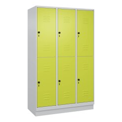 C+P Doppel-Garderobenschrank "Classic Plus", Abteilbreite 40 cm, mit Sockel Feuerrot (RAL 3000), 195x120x50 cm/ 6 Fächer